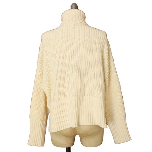 MADEWELL Wide Rib Turtleneck Sweater S Antique Cream Cable Knit Long Sleeve B88 - Picture 4 of 6